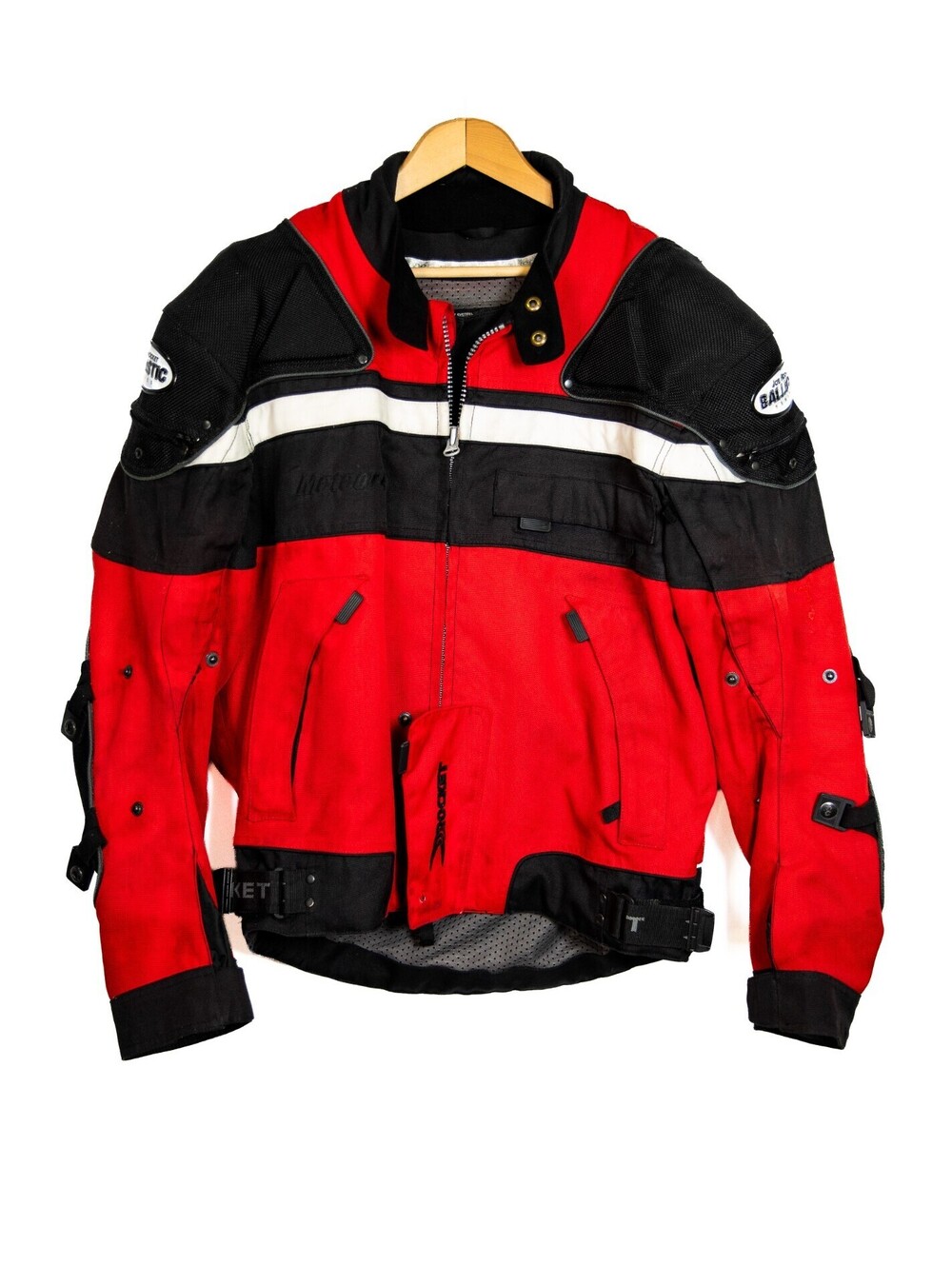 Joe Rocket Ballistic Motorcycle Jacket w/ Armor Red & Black Men's Sz L